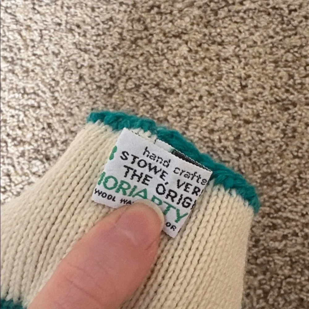 Teal and Black 100% wool Knit Kids moose Headband - Picture 3 of 3